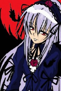 Rating: Safe Score: 0 Tags: 1girl detached_collar dress flower frills image juliet_sleeves long_hair long_sleeves looking_at_viewer puffy_sleeves red_eyes rose simple_background solo suigintou wings User: admin