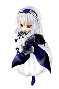 Rating: Safe Score: 0 Tags: 1girl dress frilled_sleeves frills full_body hairband image juliet_sleeves long_hair long_sleeves looking_at_viewer puffy_sleeves red_eyes silver_hair simple_background solo standing suigintou vertical_stripes white_background wings User: admin