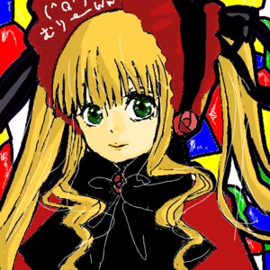 Rating: Safe Score: 0 Tags: 1girl bangs blonde_hair brooch green_eyes hat image long_hair looking_at_viewer shinku sidelocks smile solo upper_body User: admin