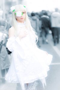 Rating: Safe Score: 0 Tags: 1girl blurry blurry_background depth_of_field dress eyepatch green_eyes kirakishou lips long_hair solo standing white_dress white_hair white_theme User: admin