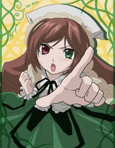 Rating: Safe Score: 0 Tags: 1girl :o bangs black_ribbon blush brown_hair dress frills green_dress green_eyes heterochromia image long_sleeves looking_at_viewer open_mouth red_eyes ribbon simple_background solo suiseiseki yellow_background User: admin