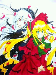 Rating: Safe Score: 0 Tags: 2girls blonde_hair blue_eyes bonnet dress hairband image long_hair long_sleeves looking_at_viewer marker_(medium) multiple_girls pair petals red_dress red_eyes shinku suigintou traditional_media twintails very_long_hair wings User: admin