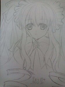 Rating: Safe Score: 0 Tags: 1girl bow frills hair_bow hakurei_reimu image lineart long_hair looking_at_viewer monochrome shinku simple_background sketch solo traditional_media white_background User: admin