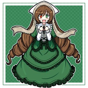 Rating: Safe Score: 0 Tags: 1girl :d argyle argyle_background blush brown_hair checkered checkered_background corset dress drill_hair frills green_background green_dress green_eyes heterochromia image lolita_fashion long_hair long_sleeves looking_at_viewer open_mouth plaid_background red_eyes smile solo suiseiseki twin_drills very_long_hair User: admin