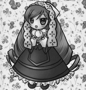 Rating: Safe Score: 0 Tags: 1girl blush dress floral_background flower frills greyscale image long_hair monochrome open_mouth rose solo suiseiseki very_long_hair User: admin