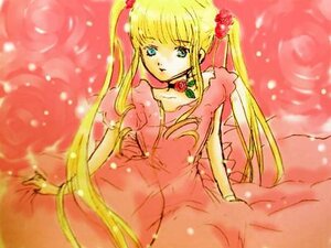 Rating: Safe Score: 0 Tags: 1girl blonde_hair blue_eyes choker dress flower image long_hair long_sleeves looking_at_viewer red_dress rose shinku solo twintails very_long_hair User: admin