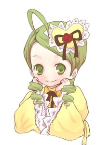 Rating: Safe Score: 0 Tags: 1girl antenna_hair blush dress drill_hair full_body green_eyes green_hair image kanaria long_sleeves looking_at_viewer simple_background smile solo twin_drills white_background yellow_dress User: admin