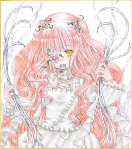 Rating: Safe Score: 0 Tags: 1girl bangs dress flower frills image kirakishou long_hair long_sleeves marker_(medium) pink_flower pink_hair pink_rose rose solo thorns traditional_media white_flower white_rose yellow_eyes User: admin