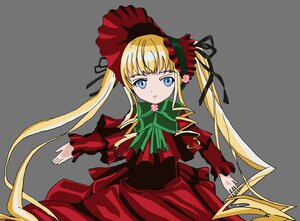 Rating: Safe Score: 0 Tags: 1girl bangs blonde_hair blue_eyes bonnet bow bowtie capelet dress flower green_bow green_neckwear grey_background hair_ribbon image long_hair long_sleeves looking_at_viewer red_dress ribbon shinku sidelocks simple_background solo twintails very_long_hair User: admin