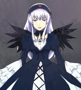 Rating: Safe Score: 0 Tags: 1girl black_wings cowboy_shot detached_collar dress frilled_sleeves frills hairband image juliet_sleeves long_hair long_sleeves looking_at_viewer pink_eyes puffy_sleeves simple_background solo suigintou wings User: admin