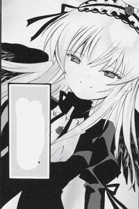 Rating: Safe Score: 0 Tags: 1girl blush closed_mouth dress eyebrows_visible_through_hair greyscale half-closed_eyes long_hair long_sleeves looking_at_viewer monochrome ribbon smile solo suigintou traditional_media upper_body wings User: admin