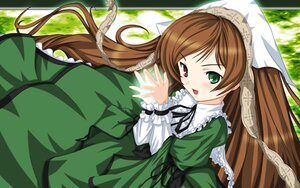 Rating: Safe Score: 0 Tags: 1girl :d brown_hair dress frills green_dress green_eyes head_scarf heterochromia image long_hair long_sleeves looking_at_viewer open_mouth red_eyes ribbon smile solo suiseiseki very_long_hair User: admin