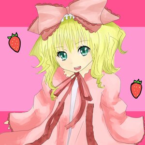Rating: Safe Score: 0 Tags: 1girl apple blonde_hair bow checkered checkered_background cherry food frills fruit grapes green_eyes hair_bow hina_ichigo hinaichigo image long_sleeves looking_at_viewer open_mouth pink_background pink_bow pink_theme ribbon short_hair smile solo strawberry upper_body User: admin