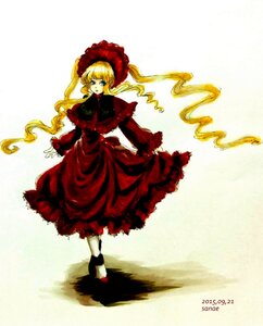 Rating: Safe Score: 0 Tags: 1girl blonde_hair blue_eyes bonnet bow dated dress frills full_body image long_hair long_sleeves looking_at_viewer red_dress shinku shoes solo standing twintails very_long_hair User: admin