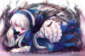 Rating: Safe Score: 0 Tags: 1girl auto_tagged black_wings commentary_request dress feathers flower frills hairband image juliet_sleeves long_hair long_sleeves lying on_stomach photoshop_(medium) pink_eyes red_eyes ribbon rose rozen_maiden silver_hair solo suigintou taharu_kousuke wings User: admin