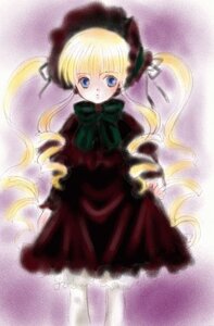 Rating: Safe Score: 0 Tags: 1girl blonde_hair blue_eyes bow bowtie cowboy_shot dress drill_hair green_bow green_neckwear image long_hair long_sleeves looking_at_viewer pantyhose red_dress shinku solo standing twintails User: admin