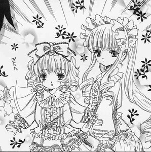 Rating: Safe Score: 0 Tags: 2girls blush bow dress drill_hair frills greyscale hair_bow hina_ichigo hinaichigo image long_hair long_sleeves monochrome multiple_girls pair shinku short_hair twin_drills User: admin