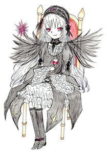 Rating: Safe Score: 0 Tags: 1girl auto_tagged bangs dress eyebrows_visible_through_hair flower frills full_body hairband image long_hair long_sleeves looking_at_viewer rose smile solo standing suigintou traditional_media very_long_hair white_background wings User: admin