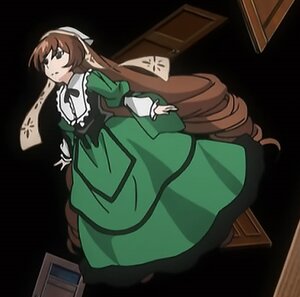 Rating: Safe Score: 0 Tags: 1girl brown_hair dress drill_hair full_body green_dress hairband image long_hair long_sleeves puffy_sleeves solo standing suiseiseki very_long_hair User: admin