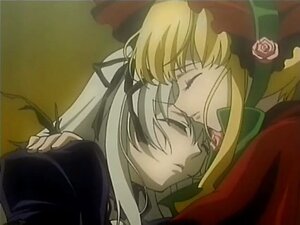 Rating: Safe Score: 0 Tags: 1boy 2girls blonde_hair bonnet closed_eyes flower green_hair image long_hair multiple_girls pair profile rose shinku siblings suigintou upper_body User: admin