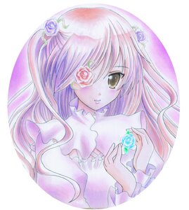 Rating: Safe Score: 0 Tags: 1girl blue_flower blue_rose dress eyepatch flower hair_flower hair_ornament image kirakishou long_hair one_eye_covered pink_flower pink_rose rose solo traditional_media upper_body User: admin