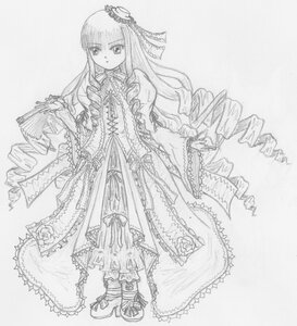 Rating: Safe Score: 0 Tags: 1girl dress drill_hair expressionless flower frills full_body greyscale hat image lolita_fashion long_hair long_sleeves looking_at_viewer monochrome ribbon ringlets rose shinku solo standing too_many traditional_media User: admin