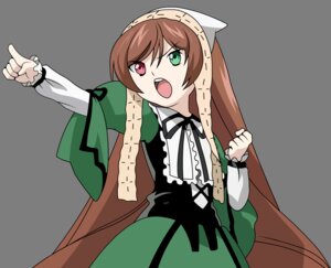 Rating: Safe Score: 0 Tags: 1girl brown_hair dress green_dress green_eyes heterochromia image long_hair long_sleeves open_mouth red_eyes ribbon solo suiseiseki very_long_hair User: admin