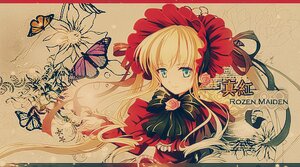 Rating: Safe Score: 0 Tags: 1girl blonde_hair blue_butterfly blue_eyes bonnet bow bug butterfly dress flower image insect long_hair looking_at_viewer red_flower red_rose rose shinku smile solo User: admin