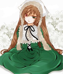 Rating: Safe Score: 0 Tags: 1girl auto_tagged black_ribbon brown_hair dress frills green_dress green_eyes head_scarf heterochromia image long_hair long_sleeves looking_at_viewer red_eyes sitting solo suiseiseki very_long_hair white_background User: admin