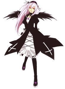 Rating: Safe Score: 0 Tags: 1girl black_wings dress flower frills full_body hairband image long_hair long_sleeves looking_at_viewer red_eyes simple_background solo standing suigintou white_background wings User: admin