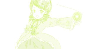 Rating: Safe Score: 0 Tags: 1girl :o bangs dress green_eyes green_theme image kanaria long_sleeves looking_at_viewer monochrome open_mouth outstretched_arm simple_background solo striped swept_bangs vertical_stripes white_background User: admin