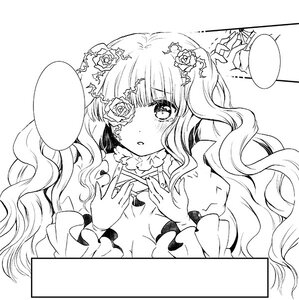 Rating: Safe Score: 0 Tags: 1girl blush bow dress eyepatch flower greyscale hair_flower hair_ornament image kirakishou long_hair long_sleeves monochrome rose solo wavy_hair User: admin