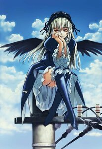 Rating: Safe Score: 0 Tags: 1girl artist_request black_wings blonde_hair blue_sky cloud day dress frills hairband highres image kneehighs lolita_hairband long_hair long_sleeves looking_at_viewer outdoors pink_eyes rose rozen_maiden silver_hair sitting sky smile socks solo suigintou thighhighs wings User: admin