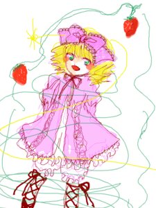 Rating: Safe Score: 0 Tags: 1girl apple blonde_hair bow cherry cross-laced_footwear dress flower food fruit hair_bow hina_ichigo hinaichigo image open_mouth pink_bow ribbon short_hair smile solo strawberry User: admin