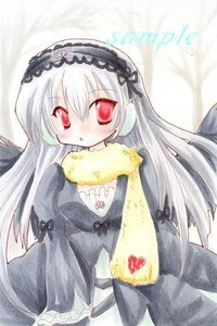 Rating: Safe Score: 0 Tags: 1girl bangs black_wings blush dress eyebrows_visible_through_hair frills hairband image lolita_hairband long_hair long_sleeves looking_at_viewer red_eyes solo suigintou traditional_media wings User: admin