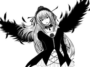 Rating: Safe Score: 0 Tags: 1girl bad_id bad_pixiv_id black_wings choker dress feathered_wings feathers flower greyscale hairband high_contrast image lolita_hairband long_hair long_sleeves looking_at_viewer monochrome naf ribbon rose rozen_maiden simple_background solo suigintou very_long_hair white_background wings User: admin