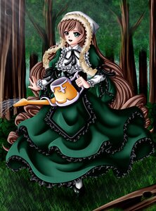 Rating: Safe Score: 0 Tags: 1girl :d brown_hair dress forest frills green_dress green_eyes heterochromia image long_hair long_sleeves nature open_mouth outdoors red_eyes smile solo standing suiseiseki tree twintails very_long_hair watering_can User: admin
