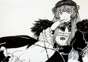 Rating: Safe Score: 0 Tags: 1girl black_dress black_wings detached_collar dress flower frills hairband image long_hair long_sleeves looking_at_viewer red_eyes rose smile solo suigintou wings User: admin