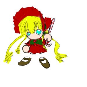 Rating: Safe Score: 0 Tags: 1girl blonde_hair blue_eyes bonnet bow bowtie chibi cup dress full_body hat image long_hair long_sleeves looking_at_viewer red_dress shinku simple_background solo white_background User: admin