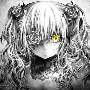 Rating: Safe Score: 0 Tags: 1girl black_flower black_rose eyepatch flower greyscale hair_flower hair_ornament image kirakishou long_hair monochrome red_flower red_rose rose solo tears yellow_eyes User: admin