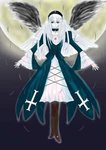 Rating: Safe Score: 0 Tags: 1girl angel_wings bangs black_wings boots dress feathered_wings feathers full_body hairband image long_hair long_sleeves looking_at_viewer solo standing suigintou very_long_hair white_hair white_wings wings User: admin