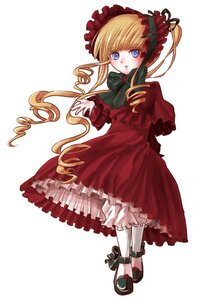 Rating: Safe Score: 0 Tags: 1girl blonde_hair blue_eyes blush bonnet bow bowtie dress drill_hair frills full_body image long_hair long_sleeves looking_at_viewer red_dress shinku shoes simple_background solo standing twintails white_background white_legwear User: admin