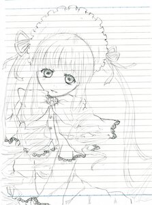Rating: Safe Score: 0 Tags: 1girl blush dress frills image looking_at_viewer monochrome shinku simple_background solo white_background User: admin