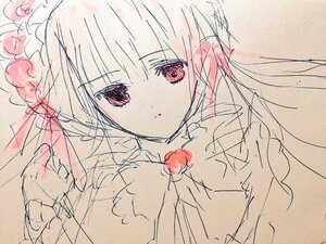 Rating: Safe Score: 0 Tags: 1girl bangs closed_mouth eyebrows_visible_through_hair flower food fruit hair_flower image long_hair looking_at_viewer monochrome pink_hair pink_theme red_flower red_rose rose shinku simple_background sketch solo spot_color upper_body User: admin