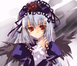 Rating: Safe Score: 0 Tags: 1girl black_wings dress flower frills hairband image juliet_sleeves long_hair long_sleeves looking_at_viewer photoshop_(medium) puffy_sleeves red_eyes rose rozen_maiden silver_hair smile solo suigintou tsukamichi_fumi upper_body wings User: admin