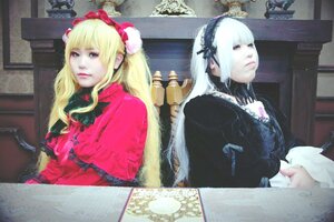 Rating: Safe Score: 0 Tags: 2girls 91076 blonde_hair blue_eyes dress flower lips long_hair multiple_cosplay multiple_girls painting_(object) photo realistic shinku sitting suigintou tagme wings User: admin