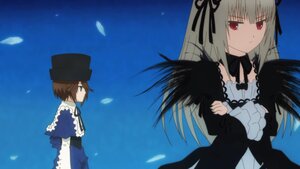 Rating: Safe Score: 0 Tags: 2girls black_wings brown_hair dress feathers flower frills hat image long_hair long_sleeves multiple_girls pair petals red_eyes ribbon short_hair silver_hair sky souseiseki suigintou wings User: admin