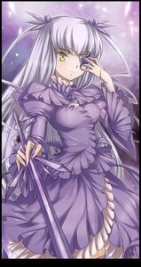 Rating: Safe Score: 0 Tags: 1girl barasuishou black_border commentary_request dress eyepatch flower frills green_eyes highres image letterboxed long_hair long_sleeves looking_at_viewer mtyy photoshop_(medium) purple_hair ribbon rose rozen_maiden silver_hair solo two_side_up very_long_hair yellow_eyes User: admin