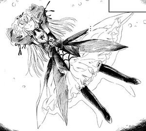 Rating: Safe Score: 0 Tags: 1girl arms_up boots dress greyscale image long_hair long_sleeves monochrome solo suigintou User: admin