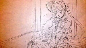 Rating: Safe Score: 0 Tags: 1girl auto_tagged bonnet capelet dress frills hat image lolita_fashion long_hair long_sleeves monochrome shinku sitting solo twintails very_long_hair User: admin